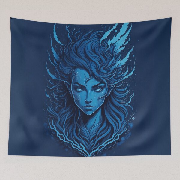 Item preview, Divine Angel: Detailed Illustration in Shades of Blue designed and sold by Motumbox.