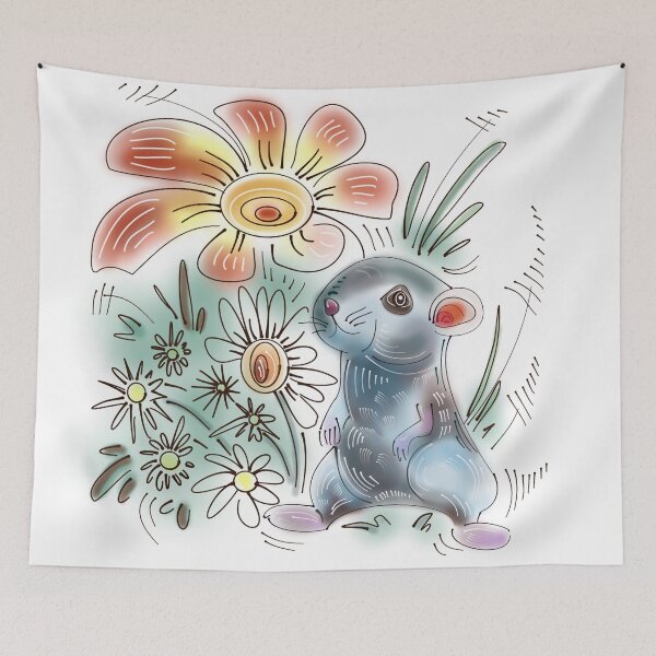 Item preview, a little mouse in a field designed and sold by bonjourmadame4.