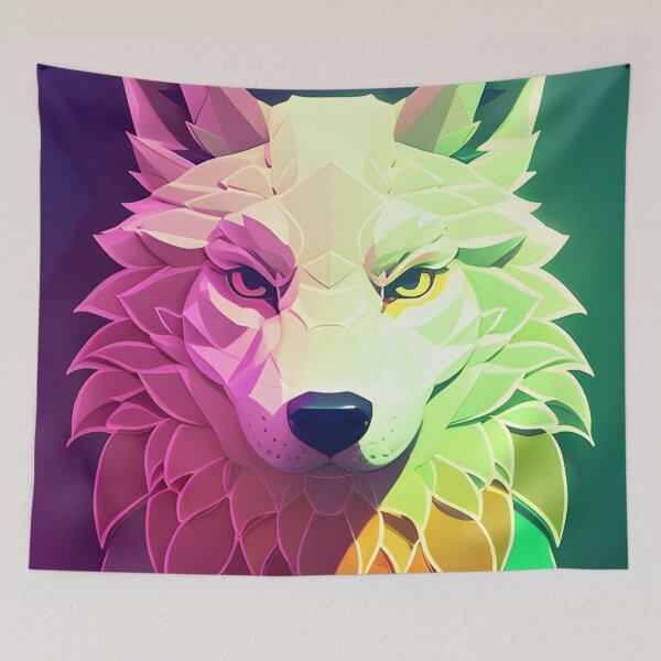 Item preview, Fearless Alpha Wolf Under Green Night Light designed and sold by LEVI SALVIAN JANITRA.