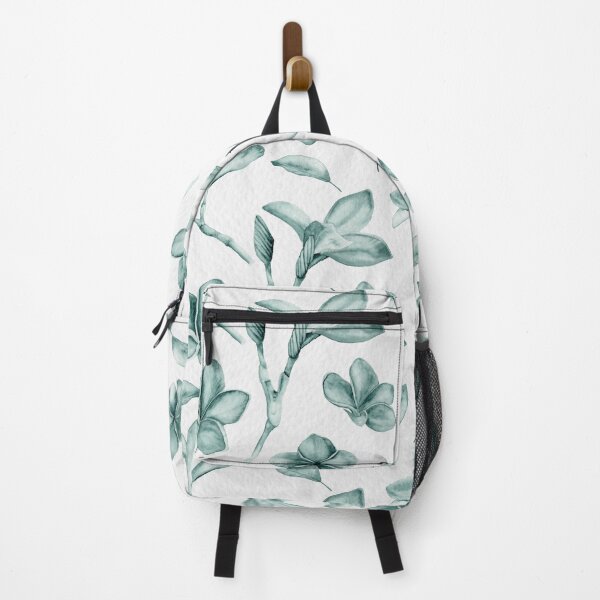 Item preview, Frangipani flower and branches green monochrome pattern designed and sold by Sankarin.