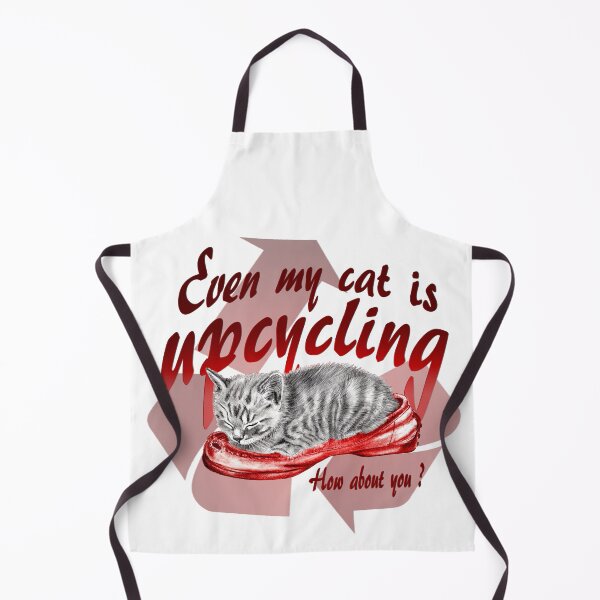 Item preview, Sleeping kitten in old shoe - graphite version, Upcycling text in red colorized English designed and sold by SylvieG18.