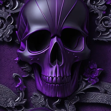 Imagen de la obra Metallic purple skull with a gothic theme backdrop de Rothnaric