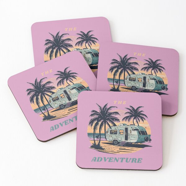 Item preview, Caravan on a tropical beach at sunset, vintage style designed and sold by DreamscapePixel.