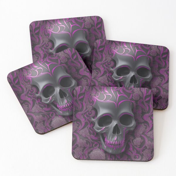 Item preview, Metallic pink skull on a gothic-themed background designed and sold by Rothnaric.