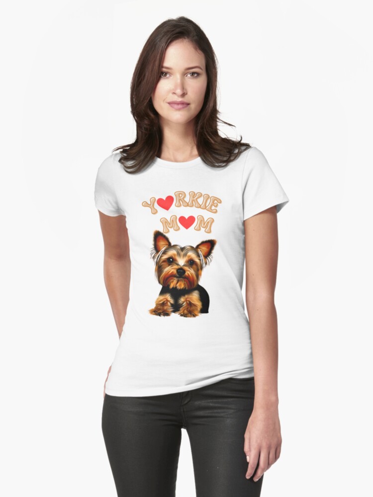 Thumbnail 1 of 3, Fitted T-Shirt, Yorkie Mom designed and sold by MugsAndDuds.