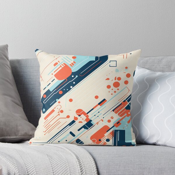 Item preview, Looks Like a Droid 1, minimalist tech pattern, clean tech paneling, navy, blue, orange, beige, robots and technology. designed and sold by FoxRobinRabbit.