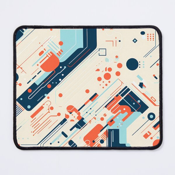 Item preview, Looks Like a Droid 1, minimalist tech pattern, clean tech paneling, navy, blue, orange, beige, robots and technology. designed and sold by FoxRobinRabbit.