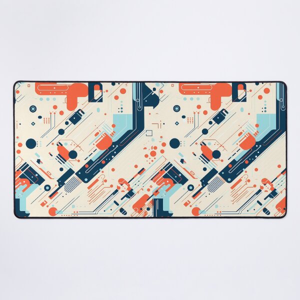 Item preview, Looks Like a Droid 1, minimalist tech pattern, clean tech paneling, navy, blue, orange, beige, robots and technology. designed and sold by FoxRobinRabbit.