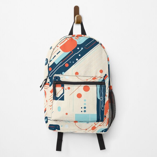 Item preview, Looks Like a Droid 1, minimalist tech pattern, clean tech paneling, navy, blue, orange, beige, robots and technology. designed and sold by FoxRobinRabbit.