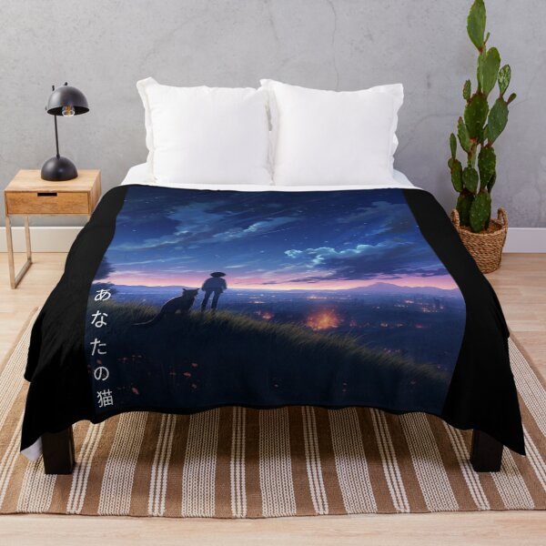 Item preview, Your Name Anime Inspired Cat Design With Night Sky and Landscape Drawing Makoto Shinkai designed and sold by NewOtaku64.