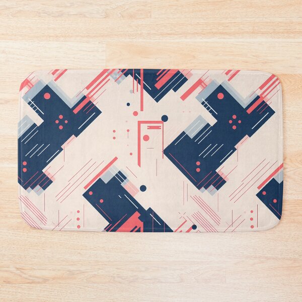 Item preview, Like a Droid 2, minimalist tech pattern, clean tech paneling, navy, blue, pink hue, beige, robots and technology. designed and sold by FoxRobinRabbit.