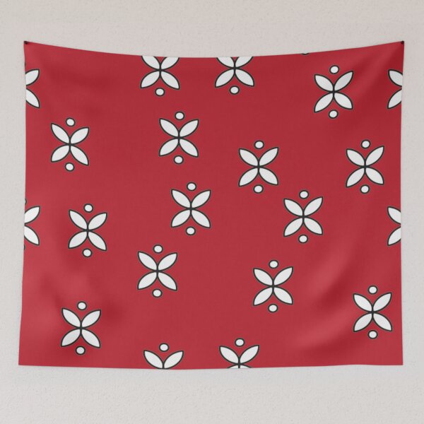 Item preview, Crimson Geometry - White Simple Geometric Flowers Motif on Red Background Seamless Vector Pattern designed and sold by ysa-pattern.