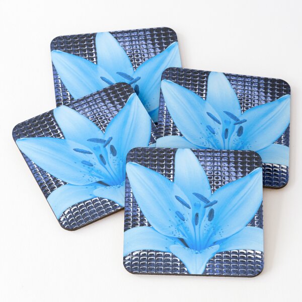 Item preview, Blue Day Lily Against Mosaic Glass designed and sold by BostonArcImage.