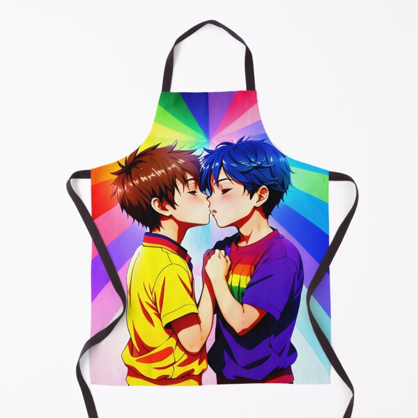 Item preview, Anime Boys Kissing - LGBT+ Love with a Rainbow Background designed and sold by emanuele6698.