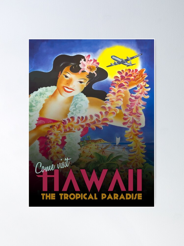 Poster, Come Visit Hawaii Vintage Travel Poster designed and sold by heartsake