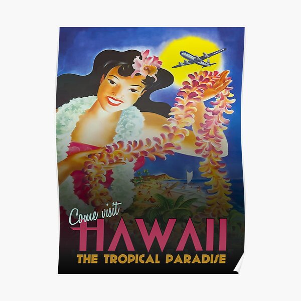 Come Visit Hawaii Vintage Travel Poster Poster