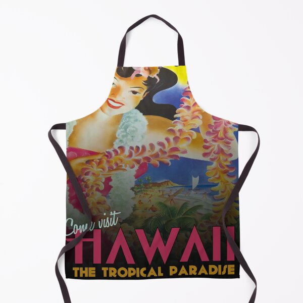 Come Visit Hawaii Vintage Travel Poster Apron