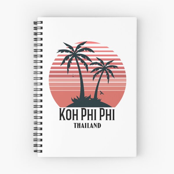 Aperçu de l'œuvre Conception vintage de coucher de soleil et de palmiers à Koh Phi Phi créée et vendue par RektRepublic.