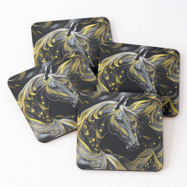 Artikelvorschau, Dreaming of horses, yellow and black themed pattern entworfen und verkauft von Rothnaric.