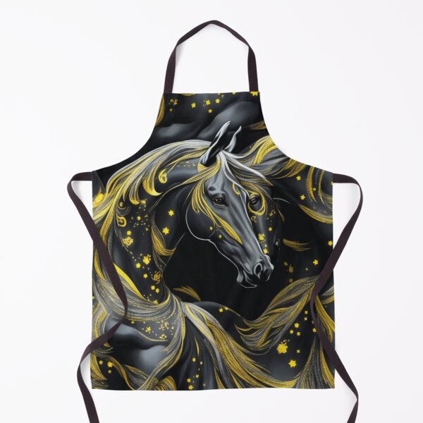 Aperçu de l'œuvre Dreaming of horses, yellow and black themed pattern créée et vendue par Rothnaric.