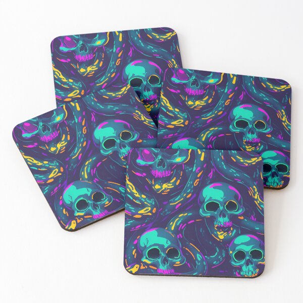 Item preview, Neon Nightmare, Skulls and Snakes designed and sold by OnyxPlush.