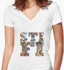 Sticky Fingers Caress Your Soul Logo Women's Fitted V-Neck T-Shirt