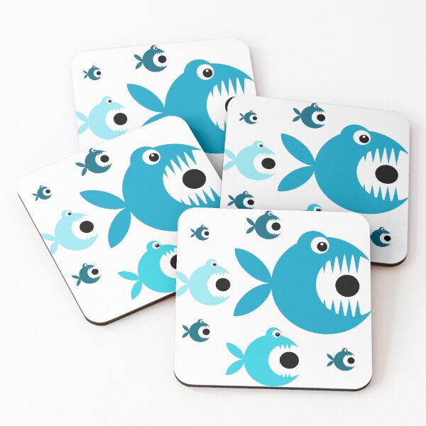 Item preview, sharp teeth fish - savage, simple & cool  piranha joe - blue themed colours designed and sold by Barha.