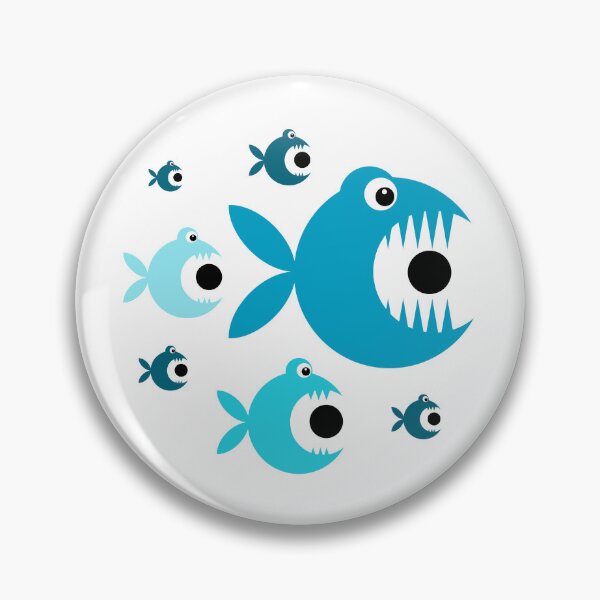 Item preview, sharp teeth fish - savage, simple & cool  piranha joe - blue themed colours designed and sold by Barha.