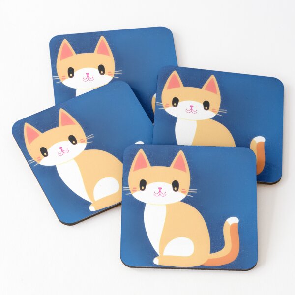 Item preview, Cute Yellow Cat in Blue Background designed and sold by OfficeDoodler.