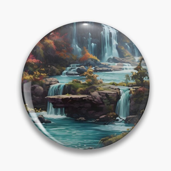 Item preview, Waterfall landscape drawing (pixelated style) designed and sold by Radibor78.