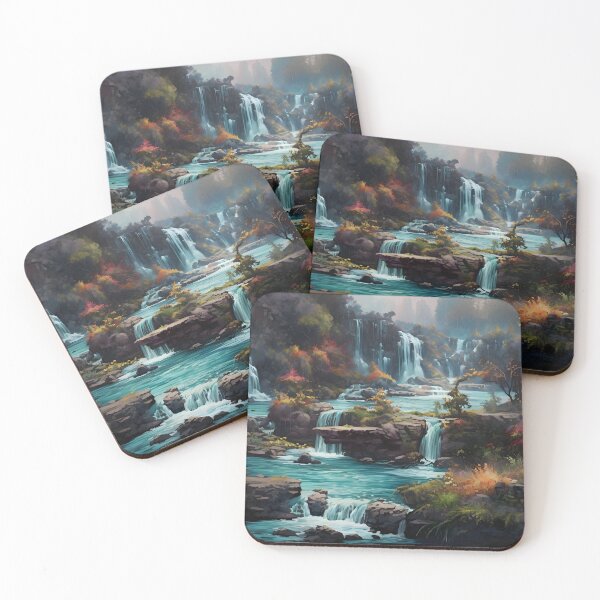 Item preview, Waterfall landscape drawing (pixelated style) designed and sold by Radibor78.