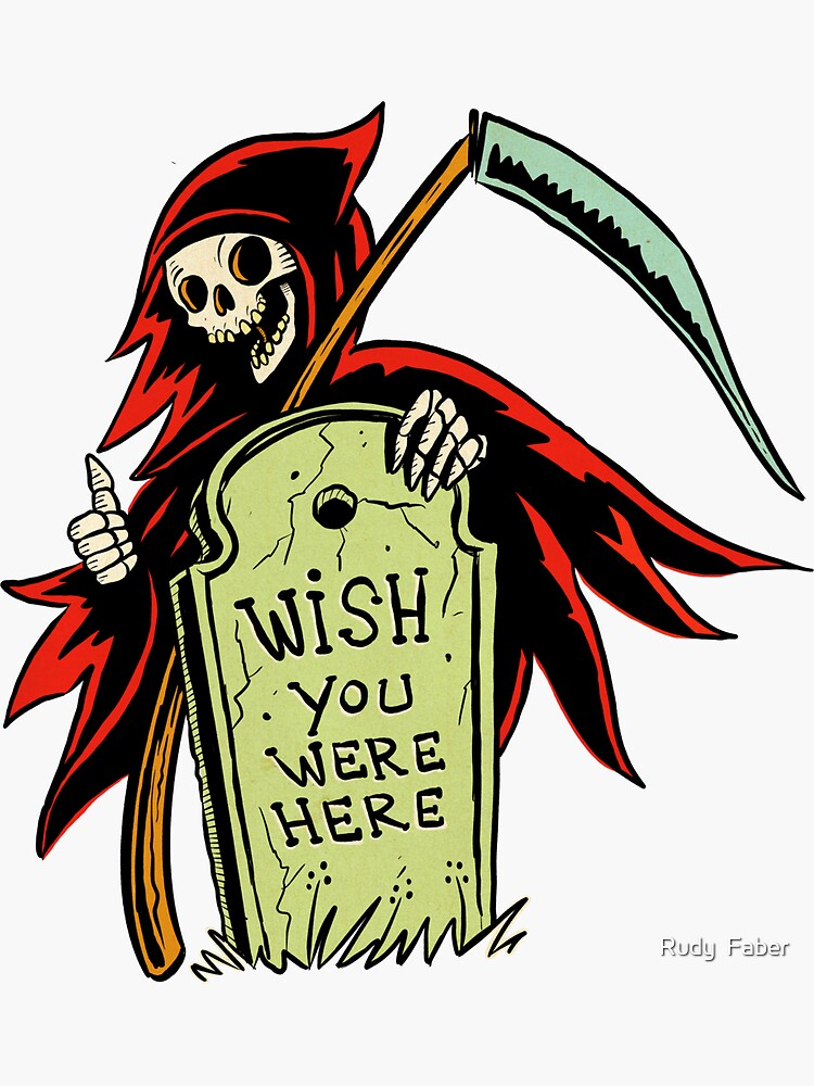 Thumbnail 3 of 3, Sticker, Wish You Were Here - color version designed and sold by rudyfaber.