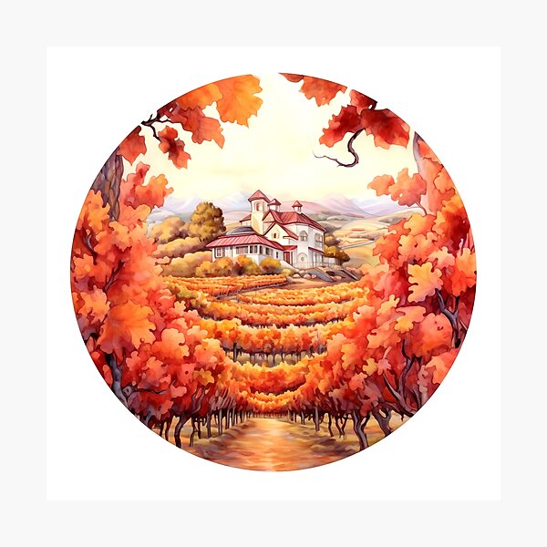Item preview, Charming Autumn Vineyard Clipart, Harvest Season, Fall Foliage, Grape Harvest, Vineyard Charm, Autumnal Delight, Wine Country Beauty designed and sold by CoolorPainting.