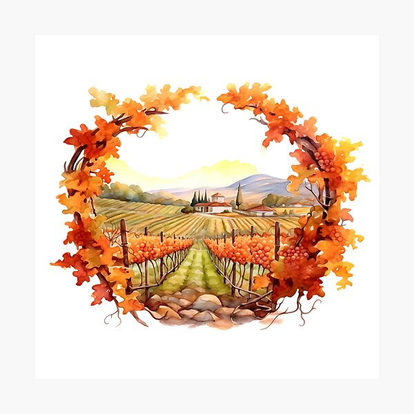 Item preview, Charming Autumn Vineyard Clipart, Harvest Season, Fall Foliage, Grape Harvest, Vineyard Charm, Autumnal Delight, Wine Country Beauty designed and sold by CoolorPainting.