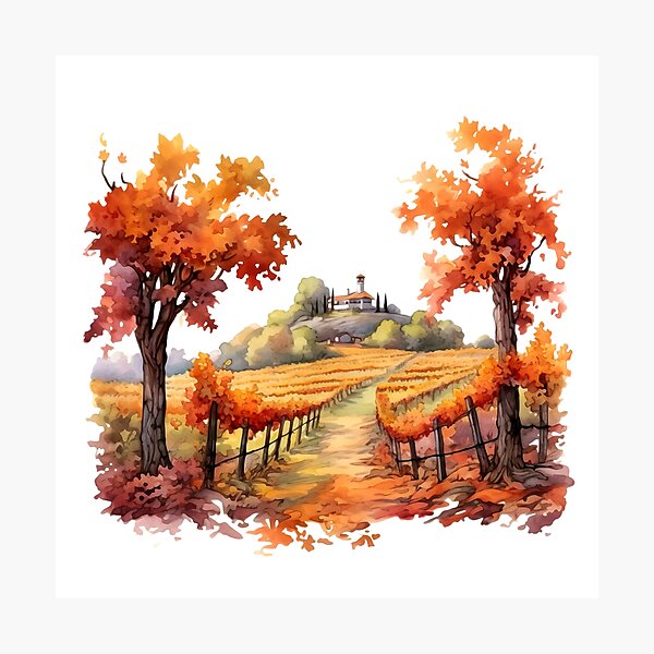 Item preview, Charming Autumn Vineyard Clipart, Harvest Season, Fall Foliage, Grape Harvest, Vineyard Charm, Autumnal Delight, Wine Country Beauty designed and sold by CoolorPainting.