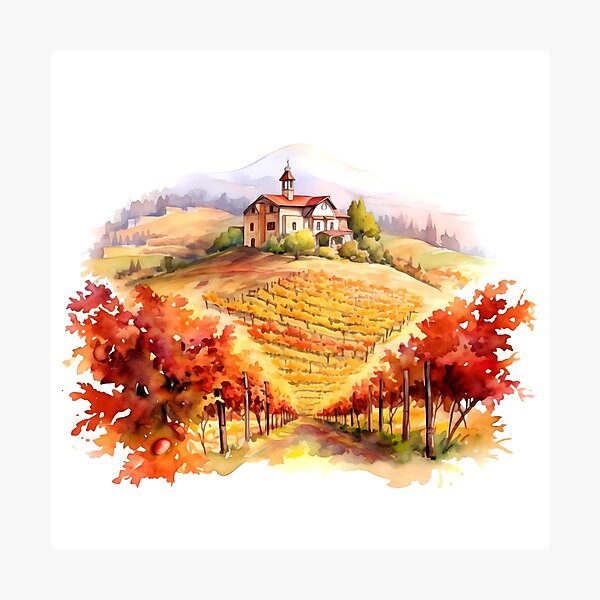 Item preview, Charming Autumn Vineyard Clipart, Harvest Season, Fall Foliage, Grape Harvest, Vineyard Charm, Autumnal Delight, Wine Country Beauty designed and sold by CoolorPainting.