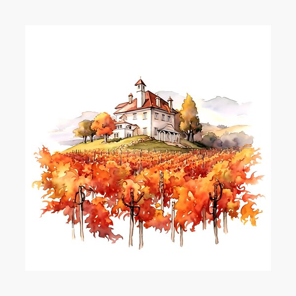Item preview, Charming Autumn Vineyard Clipart, Harvest Season, Fall Foliage, Grape Harvest, Vineyard Charm, Autumnal Delight, Wine Country Beauty designed and sold by CoolorPainting.