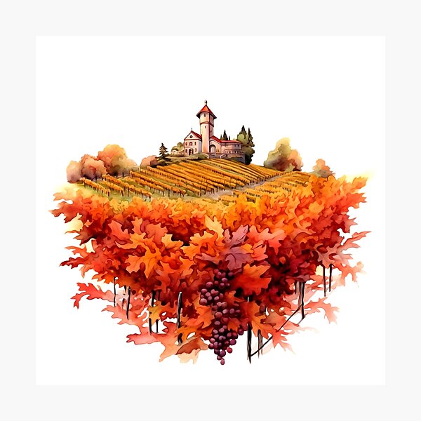 Item preview, Charming Autumn Vineyard Clipart, Harvest Season, Fall Foliage, Grape Harvest, Vineyard Charm, Autumnal Delight, Wine Country Beauty designed and sold by CoolorPainting.
