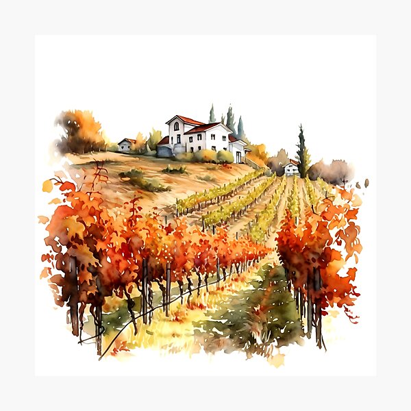 Item preview, Charming Autumn Vineyard Clipart, Harvest Season, Fall Foliage, Grape Harvest, Vineyard Charm, Autumnal Delight, Wine Country Beauty designed and sold by CoolorPainting.