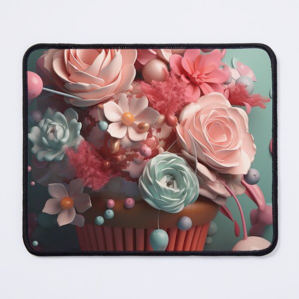 Item preview, Dreamy Flowery Cupcake - 3D render in pastel colors designed and sold by PoppinArtFox.
