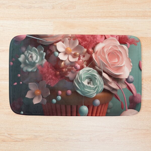 Item preview, Dreamy Flowery Cupcake - 3D render in pastel colors designed and sold by PoppinArtFox.