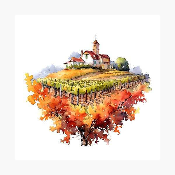 Item preview, Charming Autumn Vineyard Clipart, Harvest Season, Fall Foliage, Grape Harvest, Vineyard Charm, Autumnal Delight, Wine Country Beauty designed and sold by CoolorPainting.