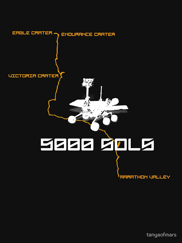Thumbnail 3 of 3, Fitted V-Neck T-Shirt, Opportunity Reaches 5000 Sols on Mars (Dark) designed and sold by tanyaofmars.