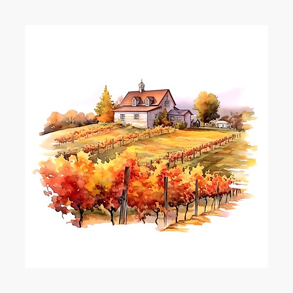 Item preview, Charming Autumn Vineyard Clipart, Harvest Season, Fall Foliage, Grape Harvest, Vineyard Charm, Autumnal Delight, Wine Country Beauty designed and sold by CoolorPainting.