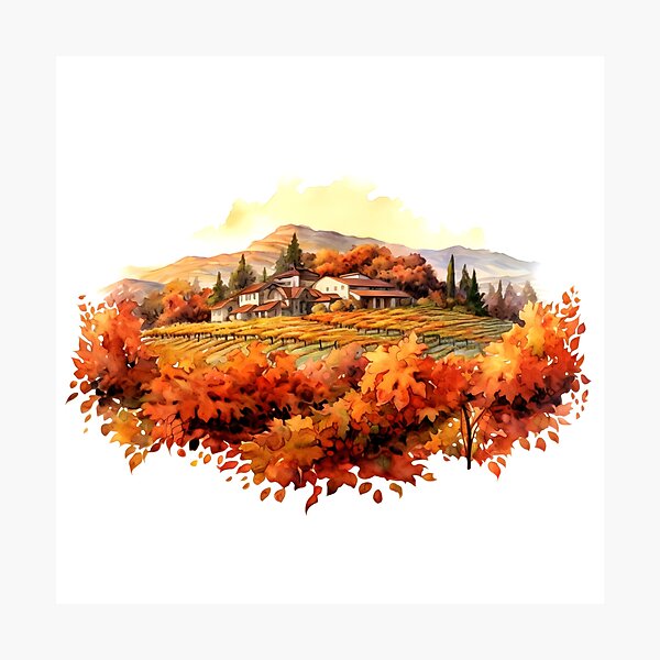 Item preview, Charming Autumn Vineyard Clipart, Harvest Season, Fall Foliage, Grape Harvest, Vineyard Charm, Autumnal Delight, Wine Country Beauty designed and sold by CoolorPainting.