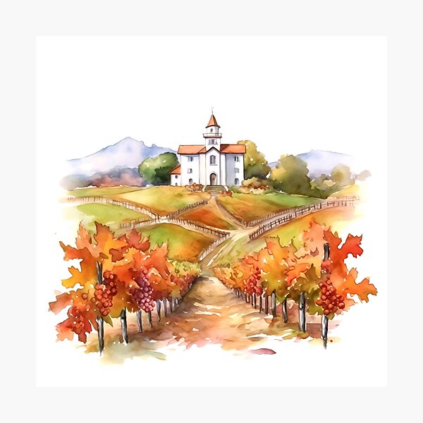 Item preview, Charming Autumn Vineyard Clipart, Harvest Season, Fall Foliage, Grape Harvest, Vineyard Charm, Autumnal Delight, Wine Country Beauty designed and sold by CoolorPainting.