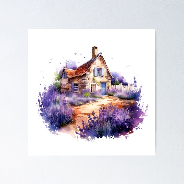Item preview, Lavender Field Cottage Clipart, Purple Hideaway, Serene Cottage, Aromatic Bliss, Lavender Haven, Countryside Charm, Floral Retreat designed and sold by CoolorPainting.