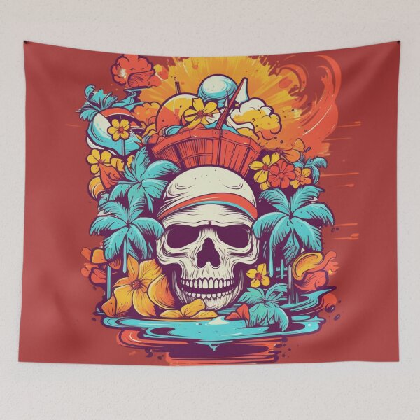 Item preview, Summer Tropical Treasure Island Skull designed and sold by Nightarcade.