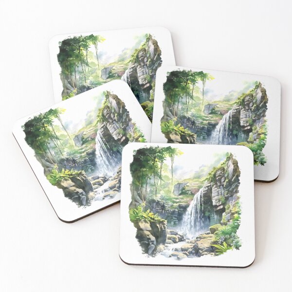 Item preview, Cascading Waterfall Clipart, Dramatic Falls, Rushing Waters, Breathtaking Cascade, Water's Dance, Dynamic Beauty, Falling Water designed and sold by CoolorPaint.