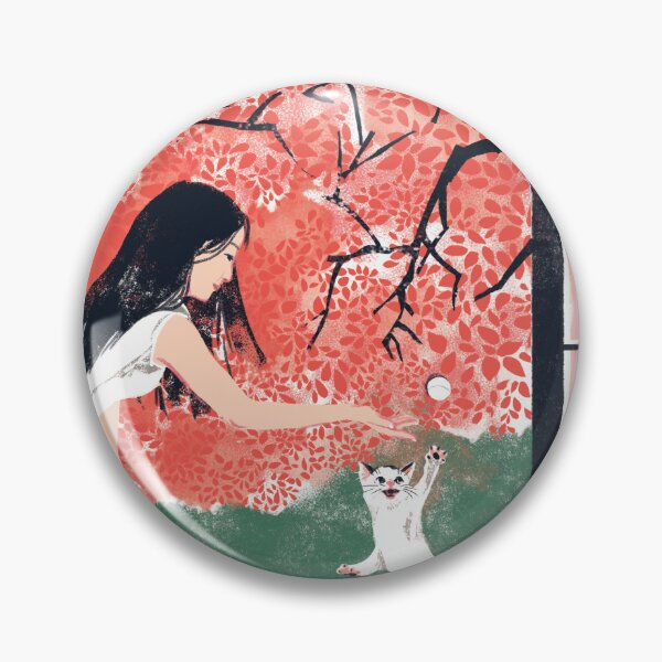 Item preview, Playing with cat under cherry blossom designed and sold by qu-lan.